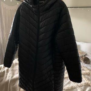 Black chevron seam puffer jacket